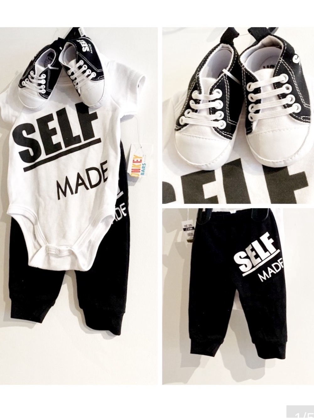 🆕 Baby "SELF MADE" 3 pc set - onesie, pants & shoes!!!  3-6 months